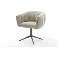 DELIFE Sedia girevole Jada-Flex Tessuto Soft Beige Base con effetto titanio Ruotabile a 360° Funzione oscillante Materasso a molle insacchettate