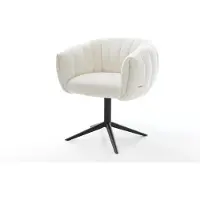DELIFE Sedia girevole Jada-Flex Bouclé Soft Beige Base nera Girevole a 360° Funzione oscillante Molle insacchettate