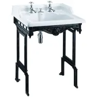 Casa Padrino , mobile bagno in stile Jugendstil, bianco/nero, con 2 fori per rubinetti - lavabo in stile barocco, design antico - dimensioni: 650 x 575 x 890 mm