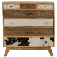 Casa Padrino cassettiera in stile country con 7 cassetti colori naturali / multicolore 70 x 30 x h. 80 cm - Mobili in stile country