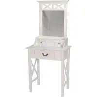 Casa Padrino Comò da trucco in stile rustico , color bianco, con 3 cassetti - 66 x 39 x altezza 149 cm - Mobile artigianale