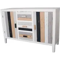 Casa Padrino Comò in stile rustico , con 2 ante e 3 cassetti, multicolore, dimensioni 120 x 40 x 80 cm, stile shabby chic