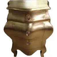 Casa Padrino Comodino in stile barocco, aspetto antico, con finitura in foglia d'oro, dimensioni 53 x 36 x 71,5 cm