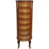 Casa Padrino Comò in stile barocco "", in mogano con intarsi e dettagli dorati, dotato di 7 cassetti, forma arrotondata, stile antico, dimensioni: 120 x 45 x 45 cm