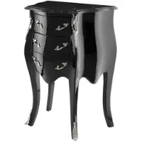 Casa Padrino Comò in stile barocco, finitura laccata nera, dimensioni 52 x 34 x 72 cm, con elegante piano in marmo
