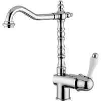 Casa Padrino Rubinetto da cucina in stile Art Nouveau retrò, marca , monocomando, colore argento/bianco, altezza 28,5 cm