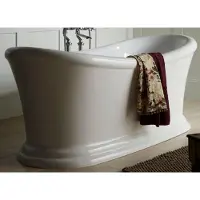Casa Padrino Luxury Art Nouveau Acrylic Bathtub White 177.5 x 88.5 x H. 74.5 cm - Curved freestanding retro antique bathhtub - Baroque & Art Nouveau bathroom furniture