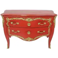 Casa Padrino Cassettone barocco rosso antico/oro 130 x 65 x h. 90 cm - Cassettone artigianale in legno massello in stile antico con 2 cassetti - Mobili barocchi