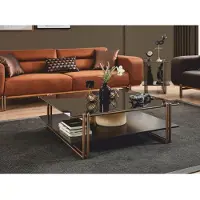 Casa Padrino tavolino con piano in vetro marrone scuro / bronzo / nero 100 cm