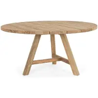 Casa Padrino Tavolo da giardino colori naturali Ø 150 x H. 75 cm - Tavolo da giardino rotondo in teak riciclato - Mobili da giardino in teak - Mobili da giardino