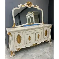Casa Padrino credenza barocca 225 cm con specchio bianco/oro