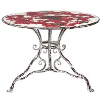 Casa Padrino Tavolo da giardino liberty bianco / rosso antico Ø 100 x h. 70 cm - Tavolo rotondo in ferro battuto - Arredo Giardino & Patio