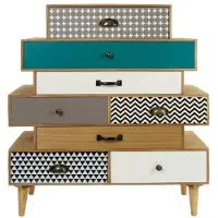 Casa Padrino cassettiera a 8 cassetti marrone chiaro / multicolore 94 x 34 x h. 84 cm - cassettiera dal design anni '70