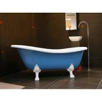 Casa Padrino Vasca da bagno , stile Art Nouveau, colore blu chiaro/bianco, 147 cm - Vasca freestanding con piedi in stile barocco