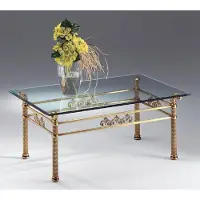 Casa Padrino Tavolino ottone / bronzo antico 120 x 70 x h. 50 cm - Tavolino rettangolare in ottone con piano in vetro - Mobili da salotto - Qualità lusso - Italy