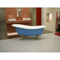 Casa Padrino Vasca da bagno freestanding Art Nouveau Roma blu chiaro/bianco/oro vecchio 1470 mm - Bagno barocco