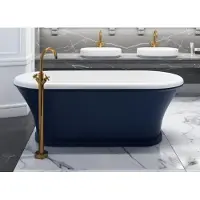 Casa Padrino Vasca da bagno in stile liberty con miscelatore da appoggio blu / bianco / ottone 170 cm