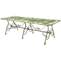Casa Padrino Tavolo da giardino in stile Art Nouveau "", realizzato in ferro battuto e ghisa, finitura verde anticato, dimensioni 250 x 90 x 75 cm (altezza)