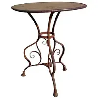 Casa Padrino Tavolo da giardino in ferro battuto, finitura effetto ruggine - Forma rotonda, diametro 60 cm, altezza 70 cm