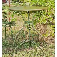 Casa Padrino Tavolo da giardino in stile liberty verde antico Ø 80 x H. 70 cm - Tavolo in ferro battuto fatto a mano - Mobili da giardino e da giardino in ferro battuto nostalgici