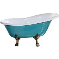 Casa Padrino Vasca da bagno freestanding Art Nouveau Roma turchese/bianco oro antico 147 x 71 x 72,5 cm - Bagno antico barocco