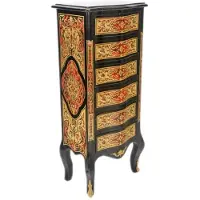 Casa Padrino Mobile barocco "Padrino" con intarsi "Boulle", nero, oro e rosso, dimensioni 50 x 120 x 35 cm - Mobile contenitore