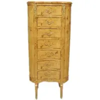 Casa Padrino Comò in stile barocco, con motivi "occhio di uccello" in acero e finitura dorata, dotato di 7 cassetti, forma ovale, stile antico, dimensioni 120 x 60 x 30 cm