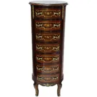 Casa Padrino Comò Barock, colore marrone mogano, diametro 45 cm - Elegante comò con 7 cassetti, in stile antico
