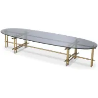 Casa Padrino Tavolino colore ottone/grigio 159 x 50 x h. 30 cm - Tavolo da salotto in acciaio inox con piano in vetro - Mobili da salotto - Qualità lusso