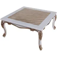 Casa Padrino tavolino barocco beige / bianco / bronzo 89 x 65 x h. 45 cm - Tavolo da salotto in legno massiccio in stile barocco - Mobili da salotto barocchi