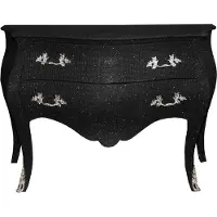 Casa Padrino Comò in stile barocco, finitura nera con effetto glitter, dimensioni 120 x 52 x 85 cm