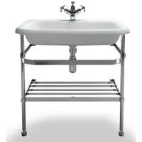 Casa Padrino Lavabo con piedistallo in pietra naturale bianco / acciaio inox L 75cm - Lavabo in stile Art Déco barocco antico