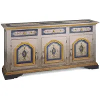 Casa Padrino Mobile bar "" in stile barocco, aspetto vintage, bianco/blu/giallo, dipinto a mano, dimensioni: 205 x 50 x 101 cm