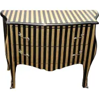 Casa Padrino Comò in stile barocco, con impiallacciatura in legno a righe e finitura nera - 110 x 47,5 x 82 cm - Esecuzione in legno massello