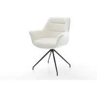 DELIFE Sedia da pranzo Kaira-Flex Bouclé Soft Beige con struttura a croce conica nera