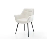 DELIFE Sedia da pranzo Kaira-Flex Bouclé Soft Beige a 4 gambe coniche nere