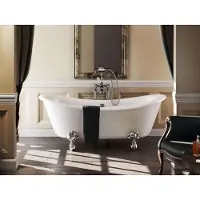Casa Padrino Vasca da bagno freestanding Art Nouveau 1640mm BBat White - Vasca da bagno freestanding retrò antica, Piedi della vasca: Luxury Claw Silver