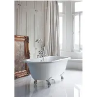 Casa Padrino Vasca da bagno freestanding in stile liberty 150 x 75 x 63 cm BWin White, Retro Antique, Feet: Bianco Periodo Standard