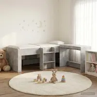Prolenta Maison Exclusive - Letto a soppalco con scrivania per bambini, grigio cemento, 75 x 190 cm