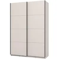 Dmora Guardaroba Grande Tredozio 146x218h cm Bianco Crema, Appendiabiti 2 Ripiani