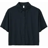 Mazine Women's Short Sleeve Viscose Shirt Camicetta Donna (M, nero/bianco)