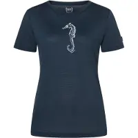 Super.natural Women's Sea Horse Tee Maglia merino Donna (XS, blu/bianco)