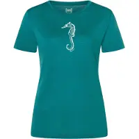 Super.natural Women's Sea Horse Tee Maglia merino Donna (S, pacific /bianco)