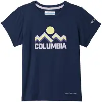 Columbia Kid's Tech Trail Utility S/S Graphic Crew Maglia funzionale Bambini (M, blu)