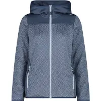 CMP Women's Jacquard Knit Jacket Fix Hood Giacca in pile Donna (40, grigio/blu)