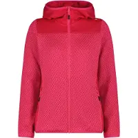 CMP Women's Jacquard Knit Jacket Fix Hood Giacca in pile Donna (42, rosso/fuchsia)