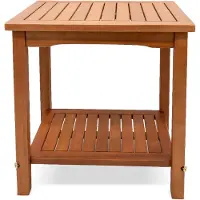 Spetebo Tavolino in eucalipto oliato - 50 cm - Tavolo da giardino in legno con 2 ripiani