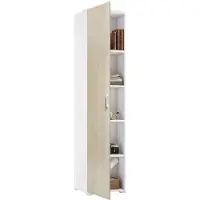 Dmora Armadio Multiuso 1 Anta Aloise 45x195h cm Marrone Rovere, Un'anta 5 Vani Italy