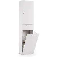 Dmora Armadio Multiuso 2 Ante Aryanne 32x195h cm Bianco, 2 Ante Cestello Portabiancheria Italy