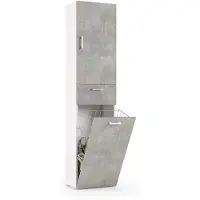 Dmora Armadio Multiuso 2 Ante Aryanne 32x195h cm Grigio Cemento, 2 Ante Cestello Portabiancheria Italy